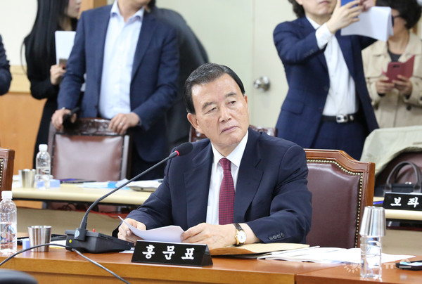 국정감사장에서의 홍문표 국회의원 (자유한국당, 충남 예산.당진)