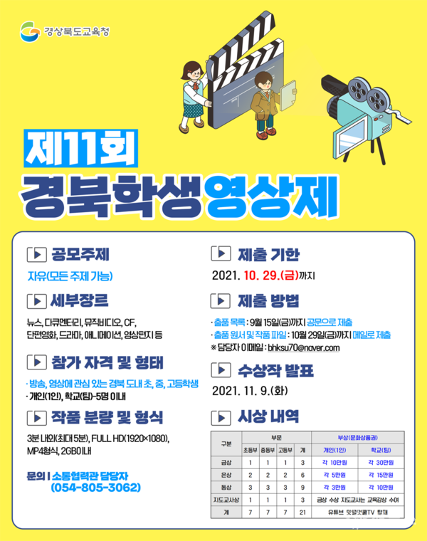 경북교육청, ‘제11회 경북학생영상제’ 작품 공모 포스터